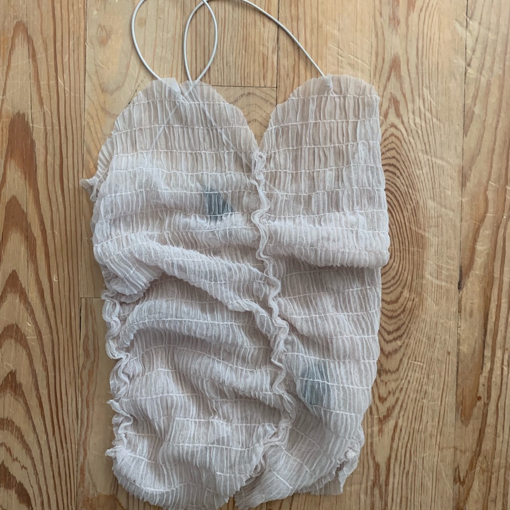 Cinched skinny strap tank top